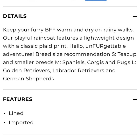 Plaid Talbots Dog Raincoat with Hood - Picture 3 of 4